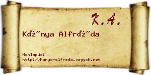 Kánya Alfréda névjegykártya